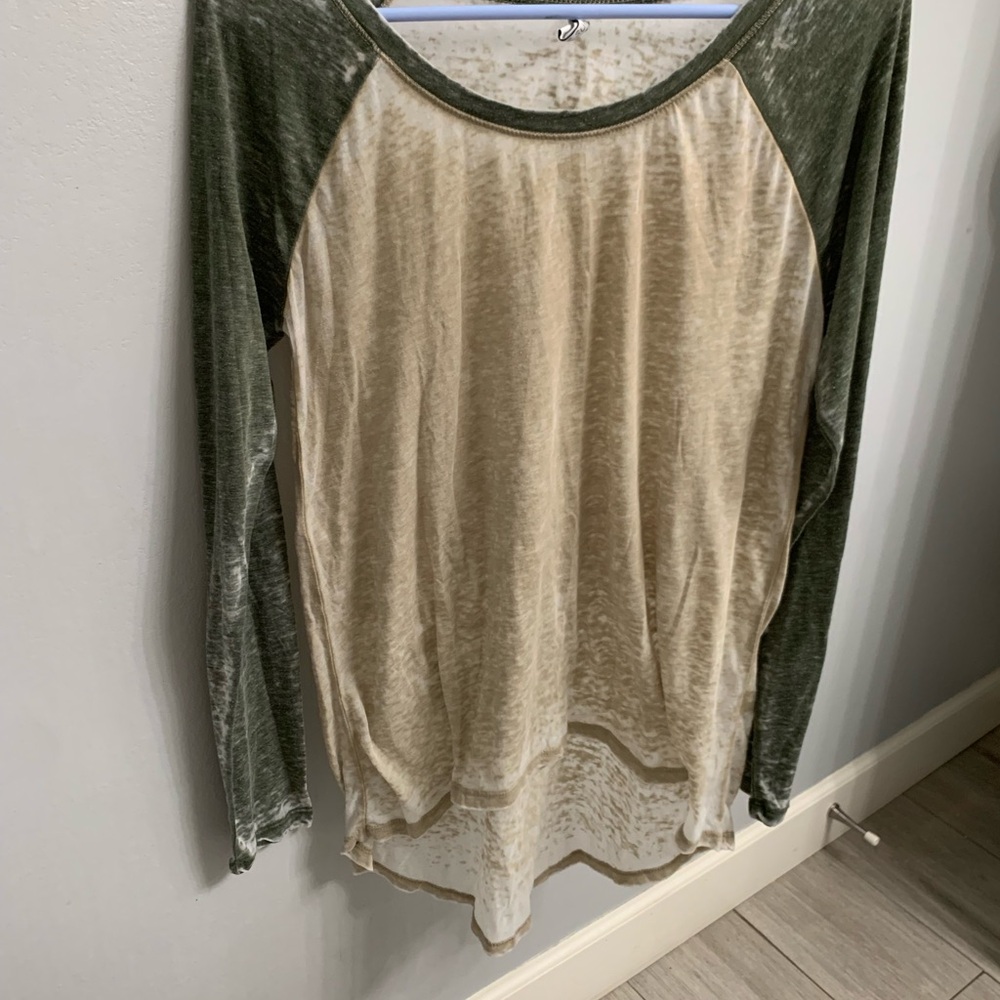 Z Supply Olive and Cream Two Toned Long Sleeve Top